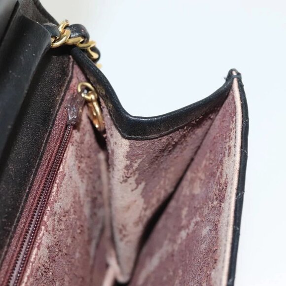 CHANEL Matelasse Chain Shoulder Bag Lamb Skin Black Gold CC Auth fm4823 - Picture 13 of 16